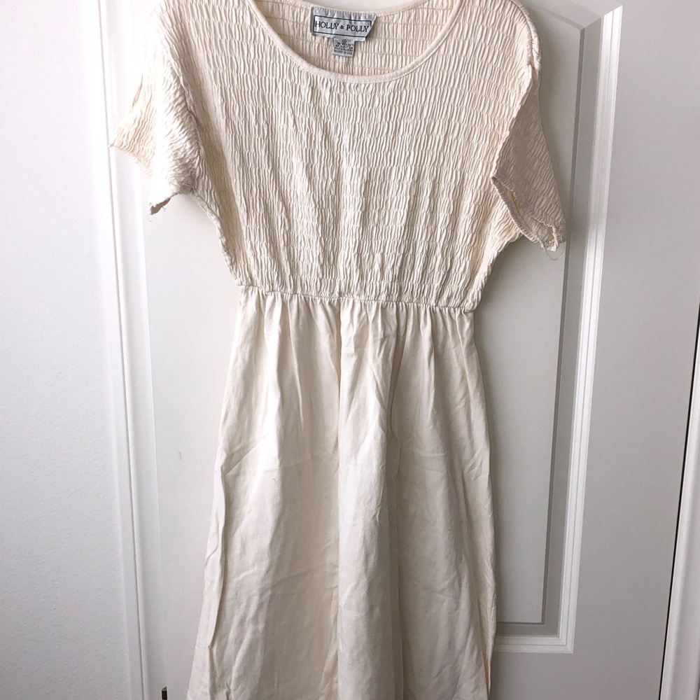 Cream Textured Maxi Dress - Picture 3 of 9